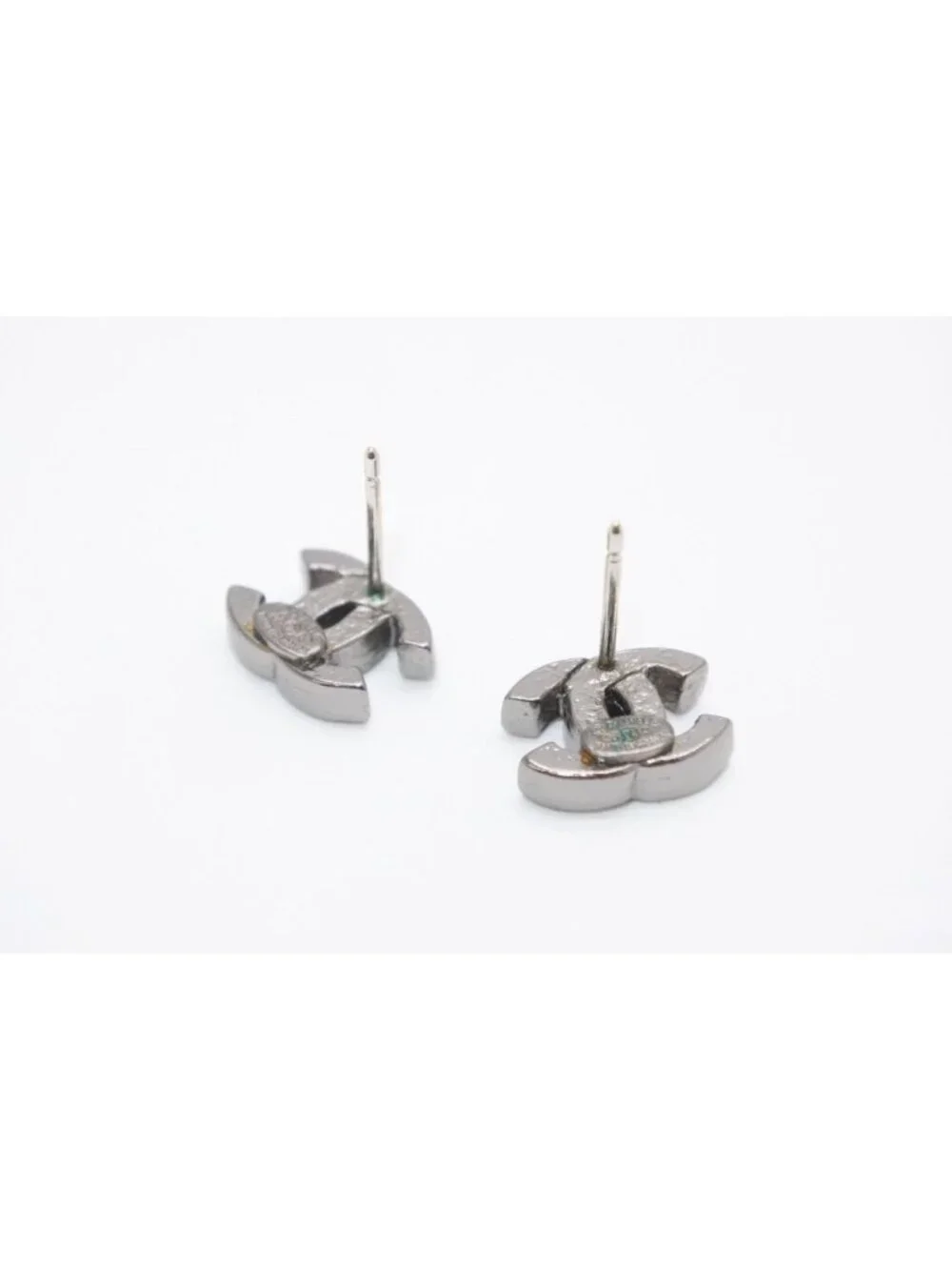 Chanel CC Logo Earrings 05 Color Stone Metal Silver